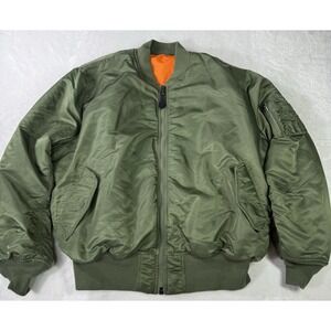 Vintage Alpha Industries MA-1 Flight Bomber Jacket Mens 2XL Green Reversible